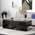 39.3" Black 2-Tier Coffee Table with Tempered Glass A942925