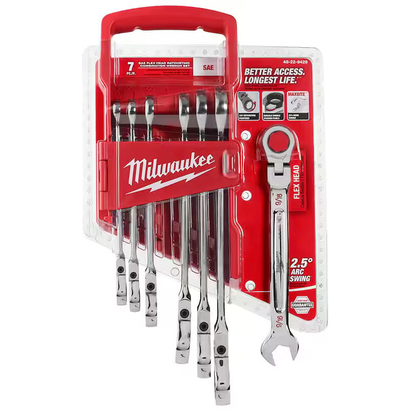 11-Piece Flex-Head Ratcheting Combination Wrench Set Metric N782