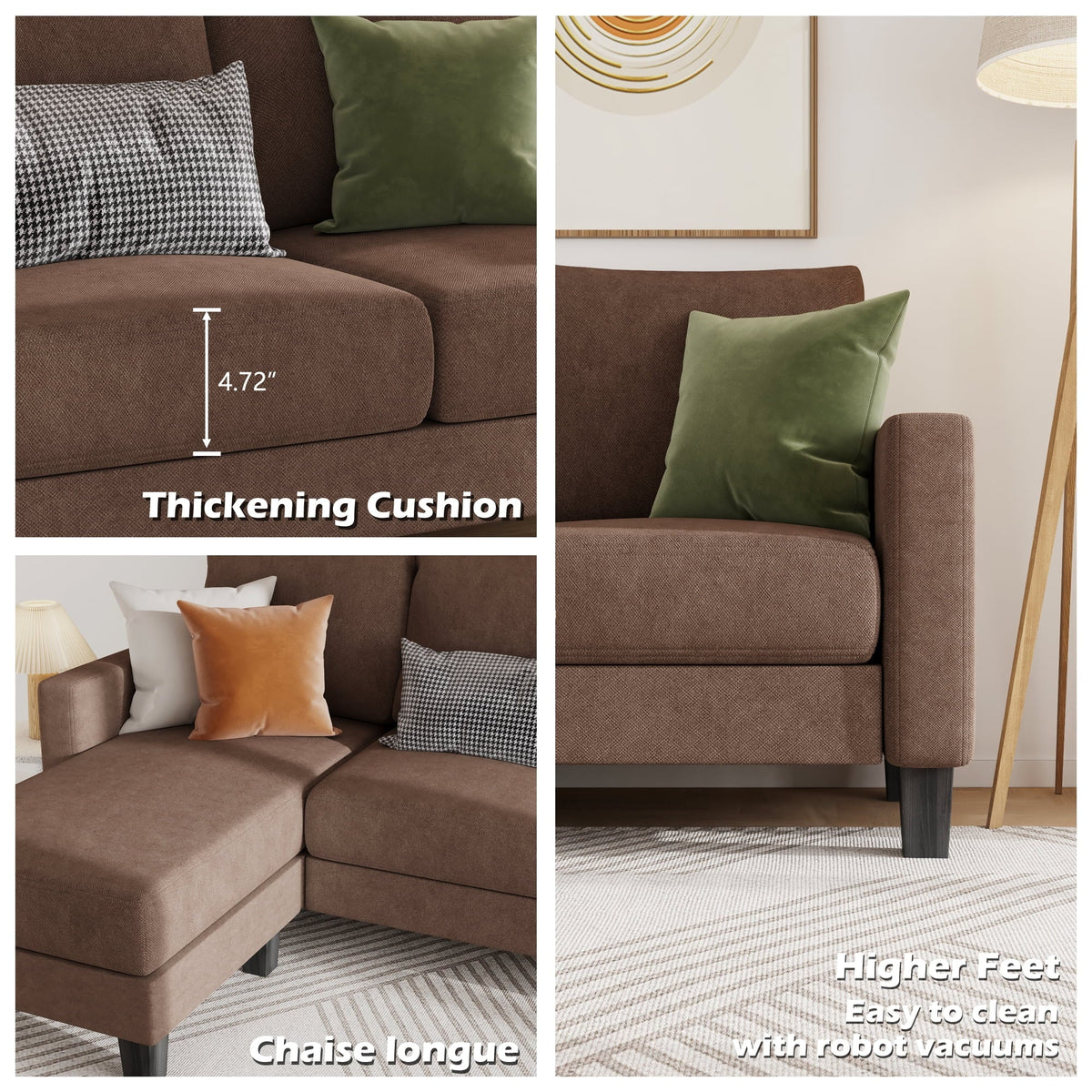 Light Gray L-Shaped Sectional Sofa X267