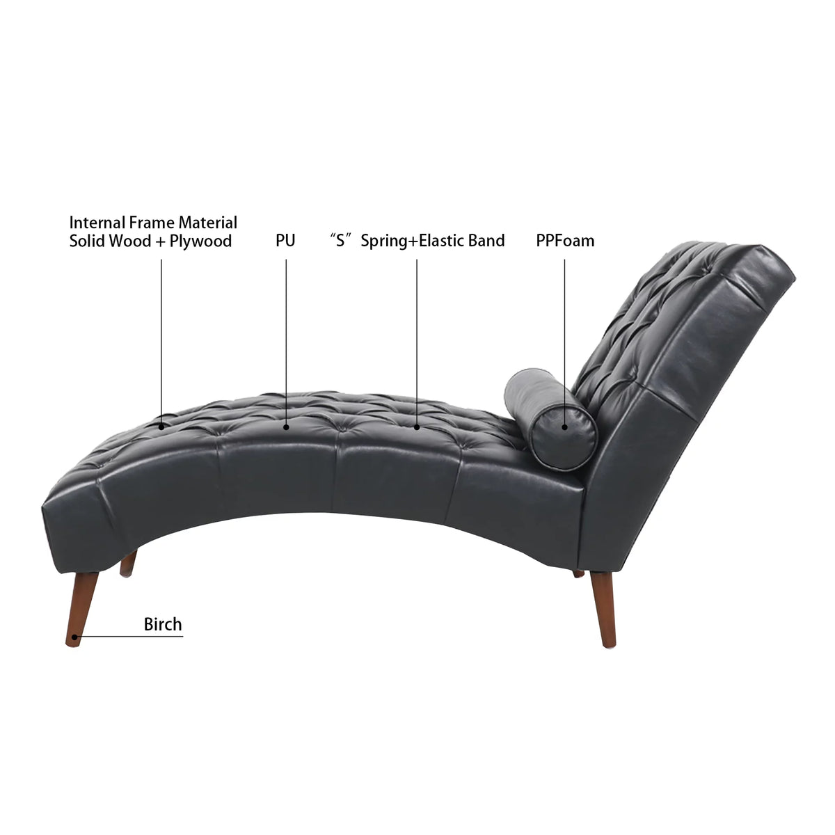 Faux Leather Button Tufted Chaise Lounge N361736