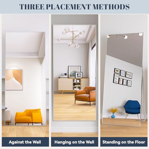 Arched Full Length Tempered Mirror with Aluminum Alloy Frame J3798