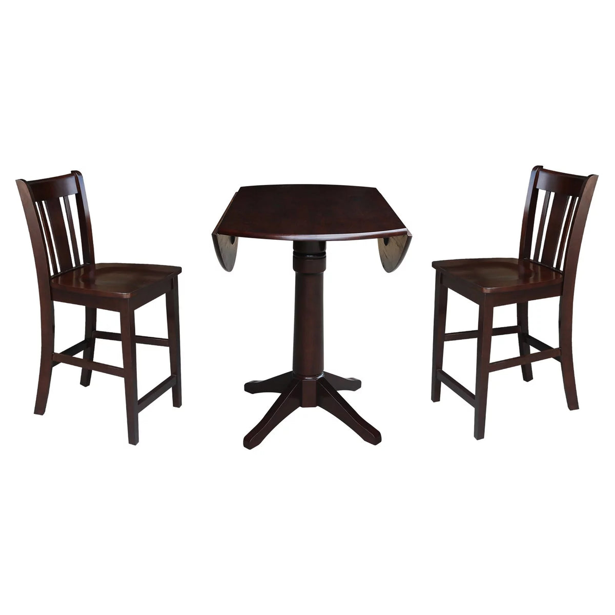 42" Round Dual Drop Leaf Pedestal Table Espresso A2589