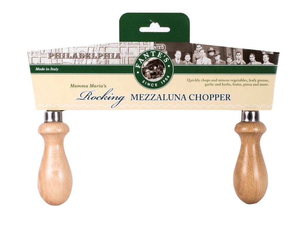 Stainless Steel Mezzaluna Chopper with Beechwood Handles J326