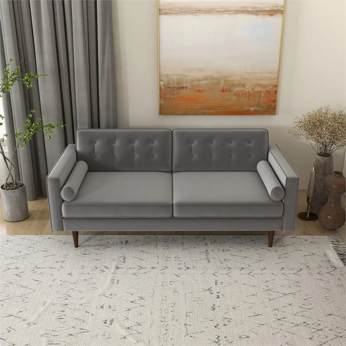 Gray Velvet Living Room Couch I192