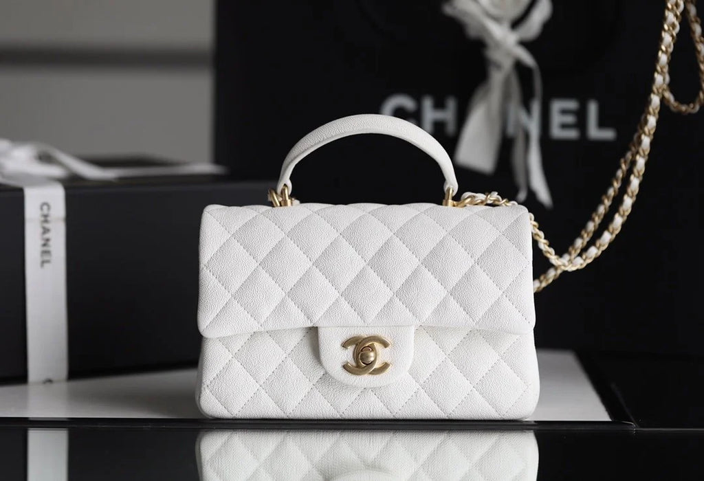 White Mini Flapbag With Top Handle K60430