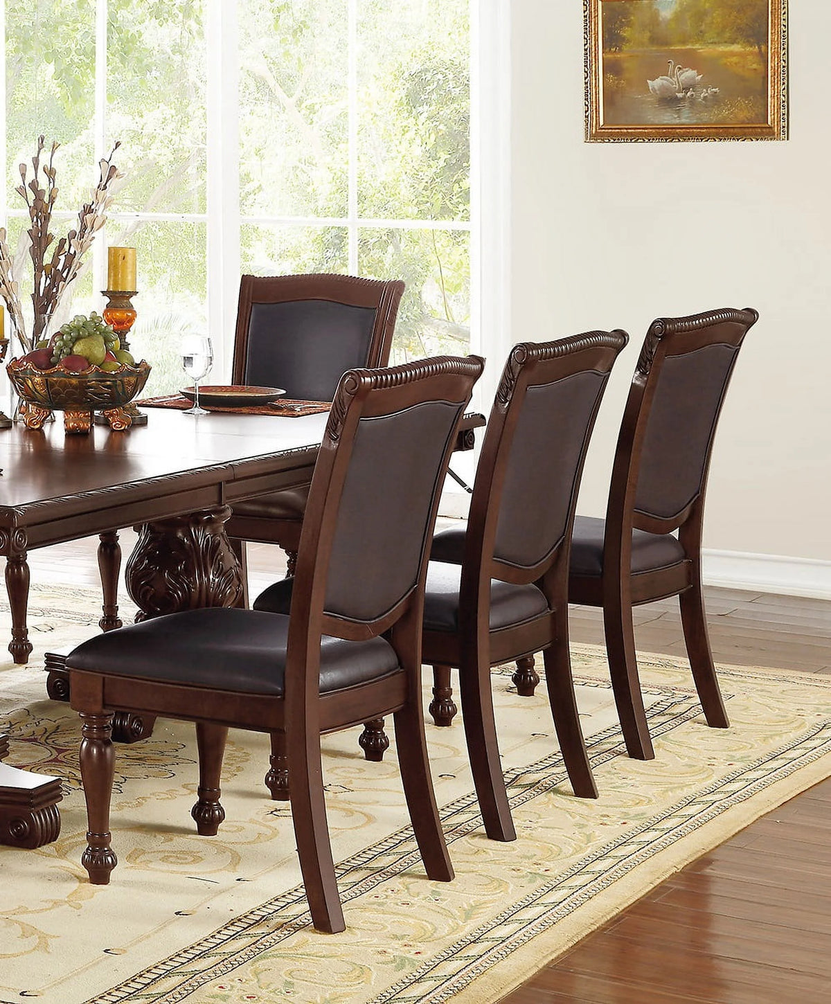Set of 2 Brown Faux Leather Upholstered Rubberwood Arm Chairs U793