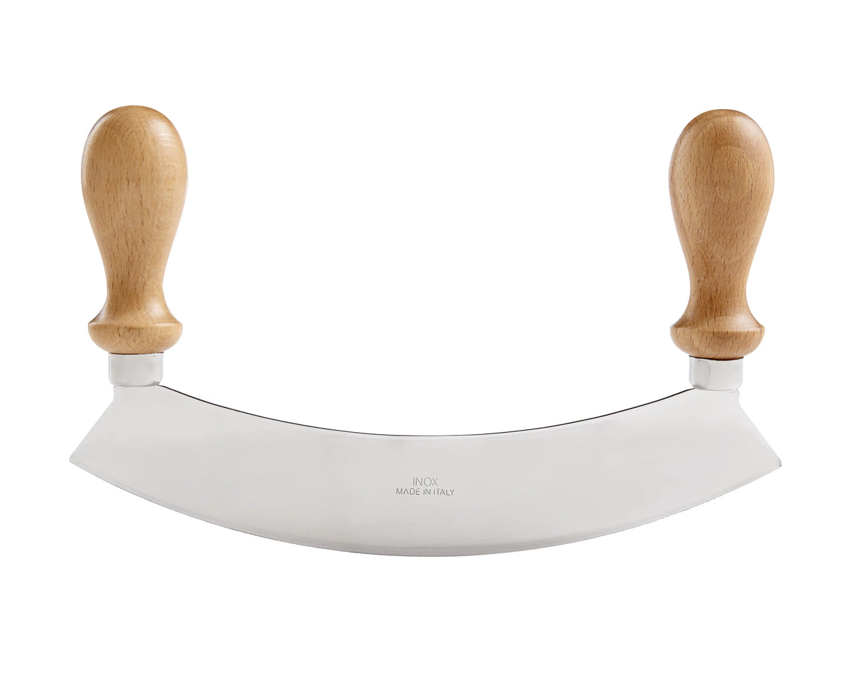 Stainless Steel Mezzaluna Chopper with Beechwood Handles J326