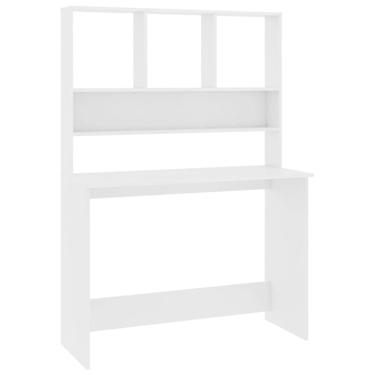 White Engineered Wood Desk with Shelves G4875