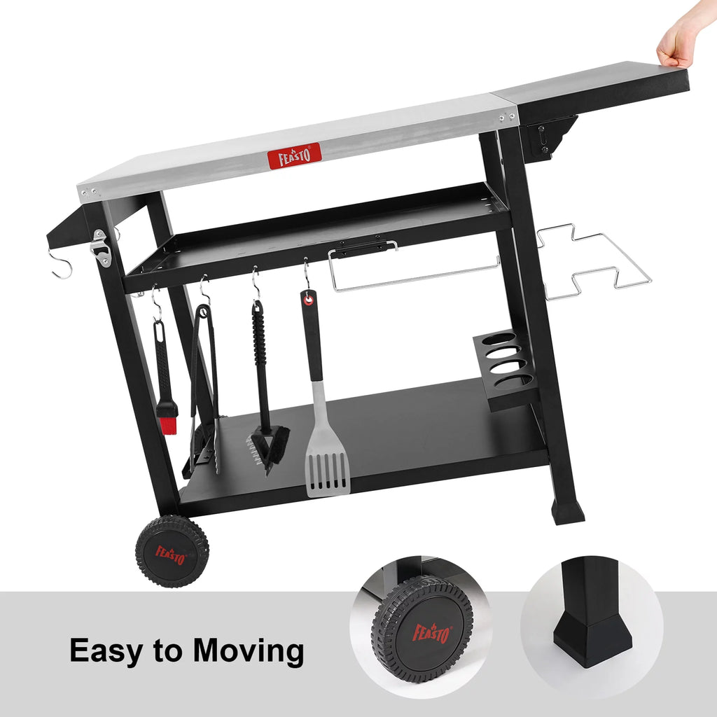 Stainless Steel 3-Shelf Movable Food Prep Cart Table O39214