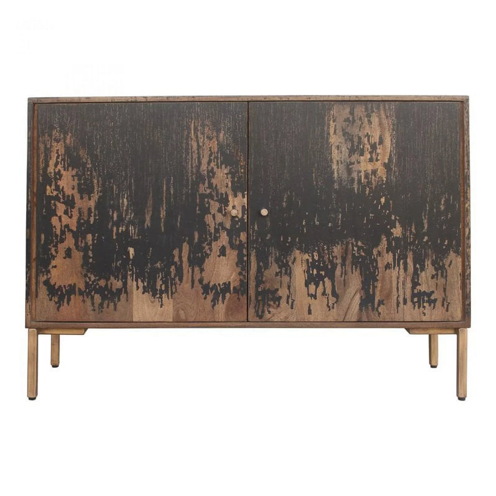 Black Mango Wood & Metal Small Sideboard R1720
