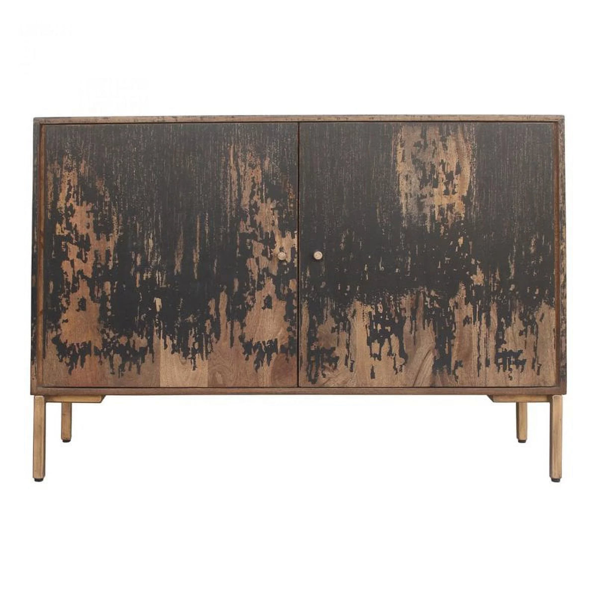 Black Mango Wood & Metal Small Sideboard R1720