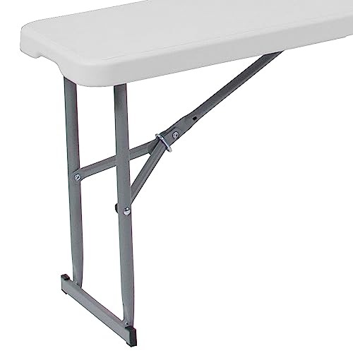 Bi-Fold Granite White Plastic Bench with Carrying Handle J74363