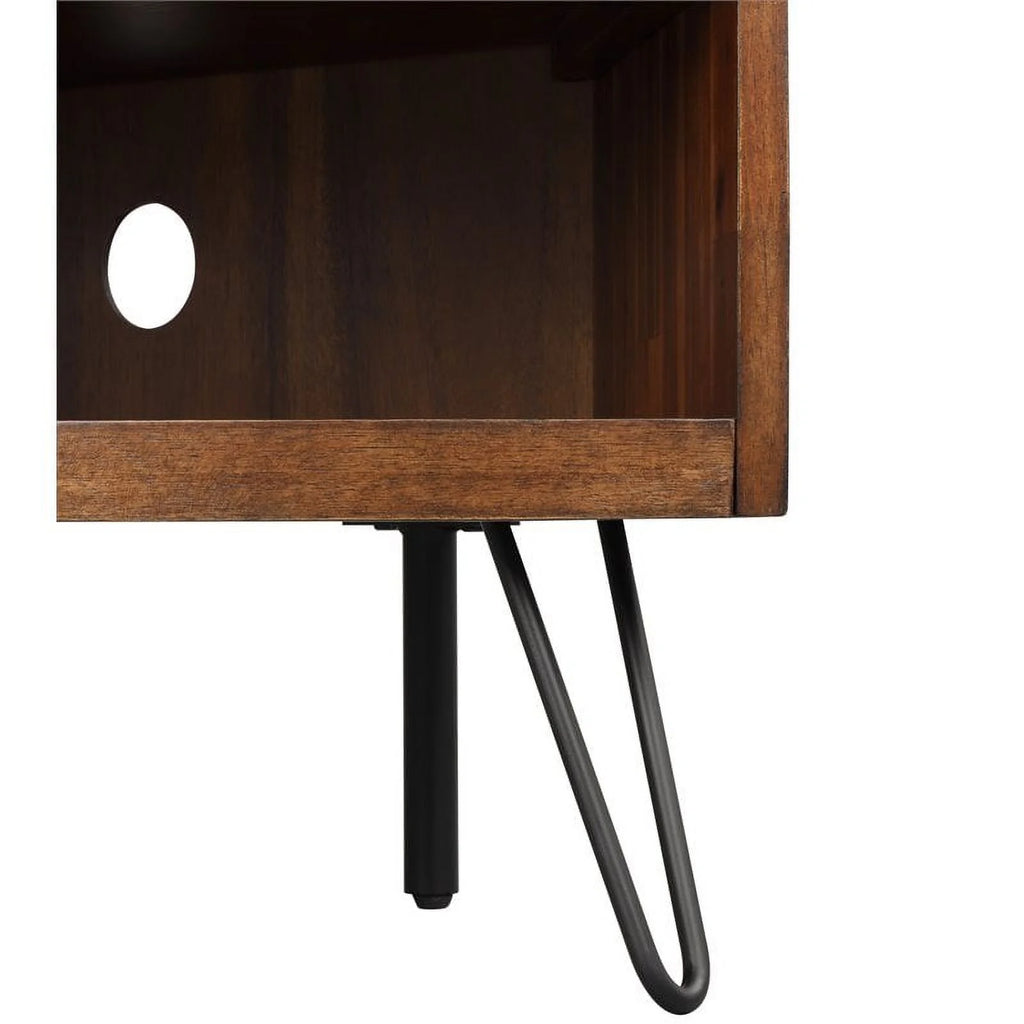 Brown Acacia Wood Corner Media Stand S2855