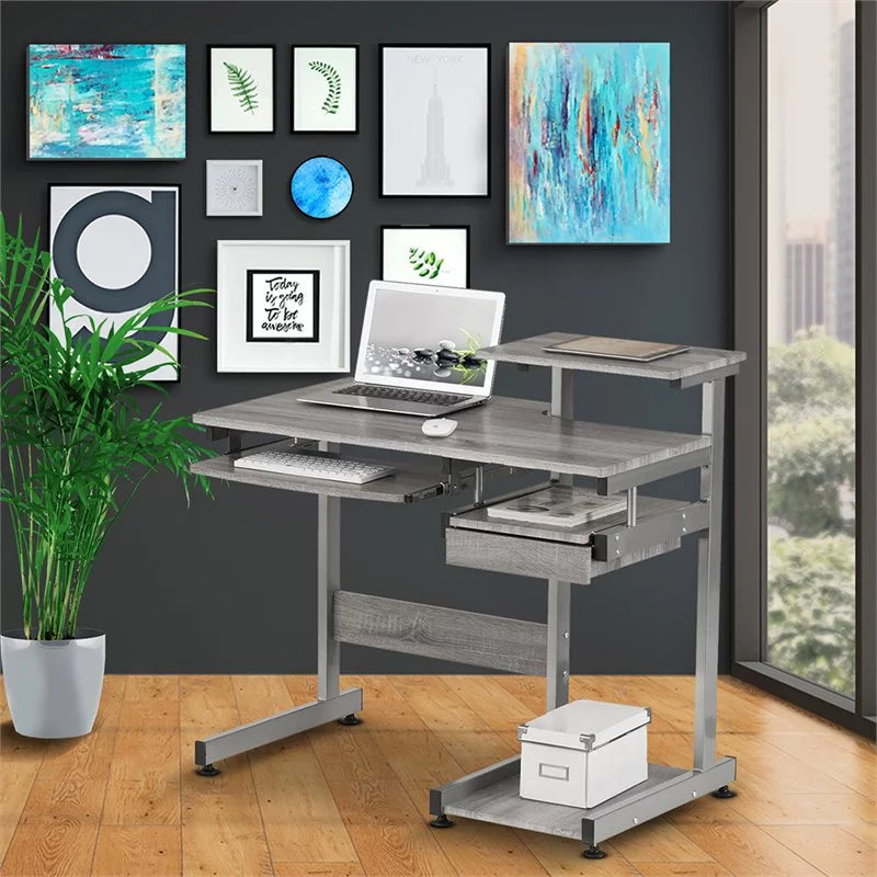 Contemporary Gray Engineered Wood Computer Desk G62497