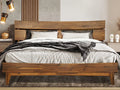 14 Inch Wood Platform Bed with Headboard Queen Size Caramel B5699