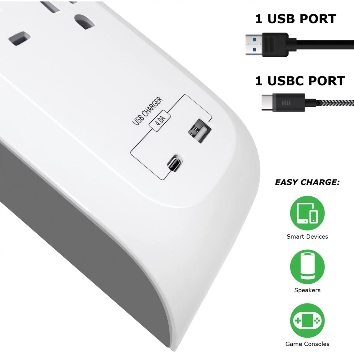 8-Outlet USB-A and USB-C Surge Protector Power Strip U972