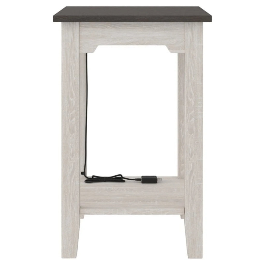Farmhouse Engineered Wood End Table in Antiqued White/Gray Y66252