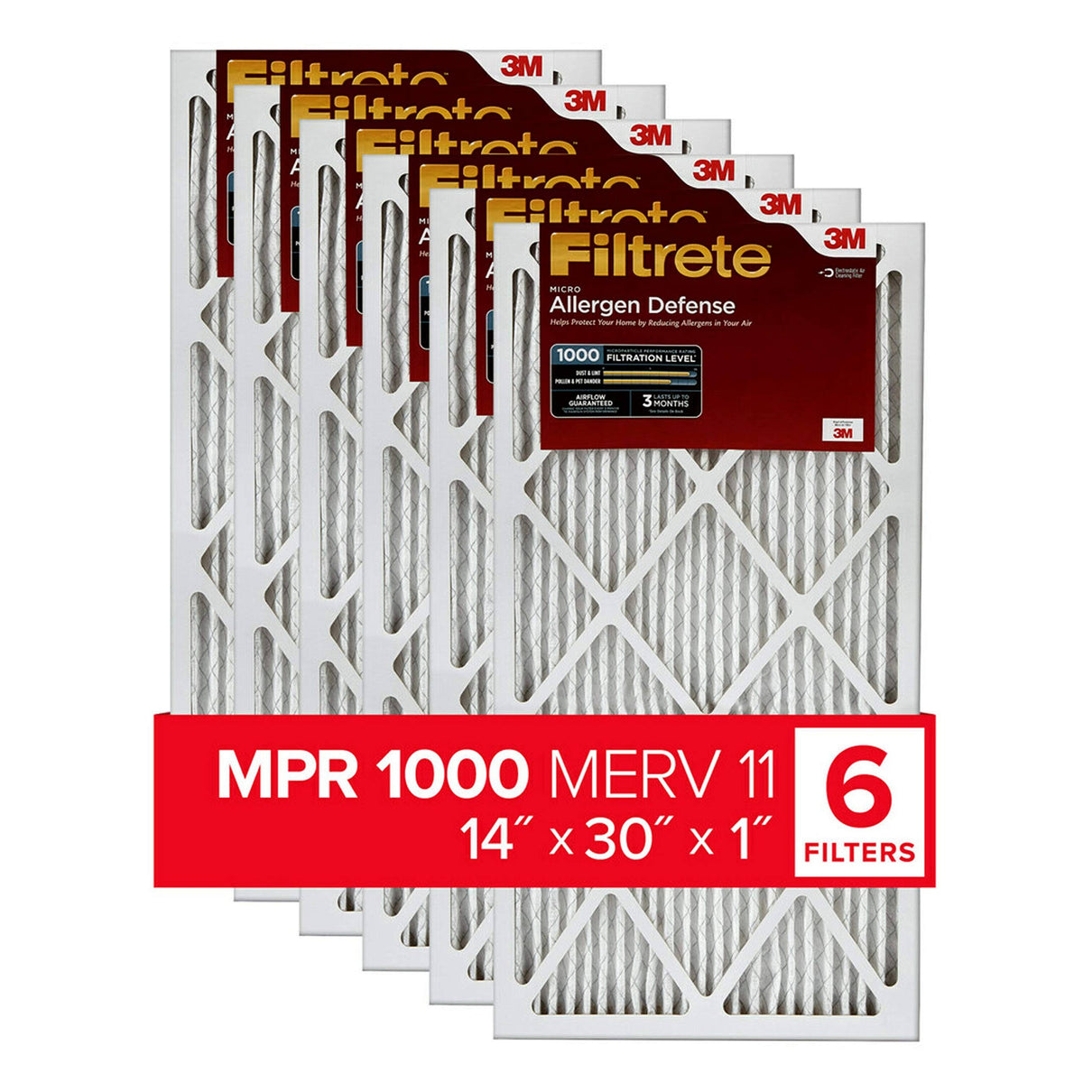 14x30x1 AC Furnace Air Filter 6-Pack G25034