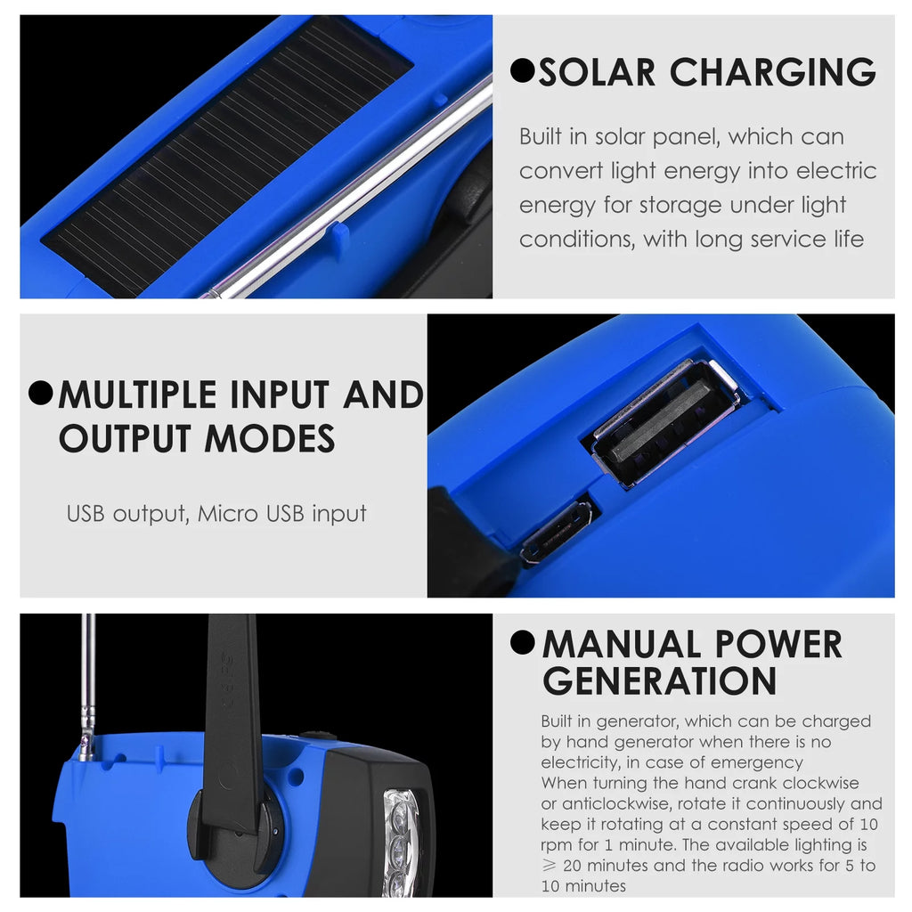 Emergency Hand Crank Solar NOAA Weather Radio Portable Power Bank with LED Flashlight S479