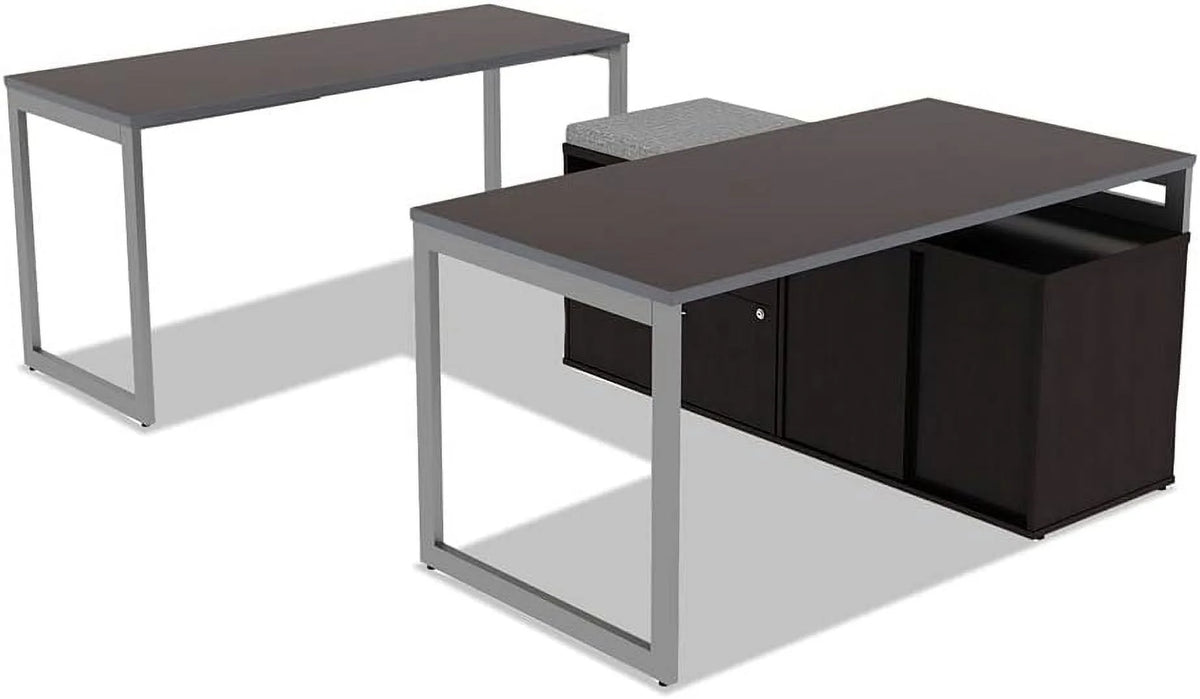 Espresso 2-Drawer 1 Shelf Low File Cabinet Credenza I765