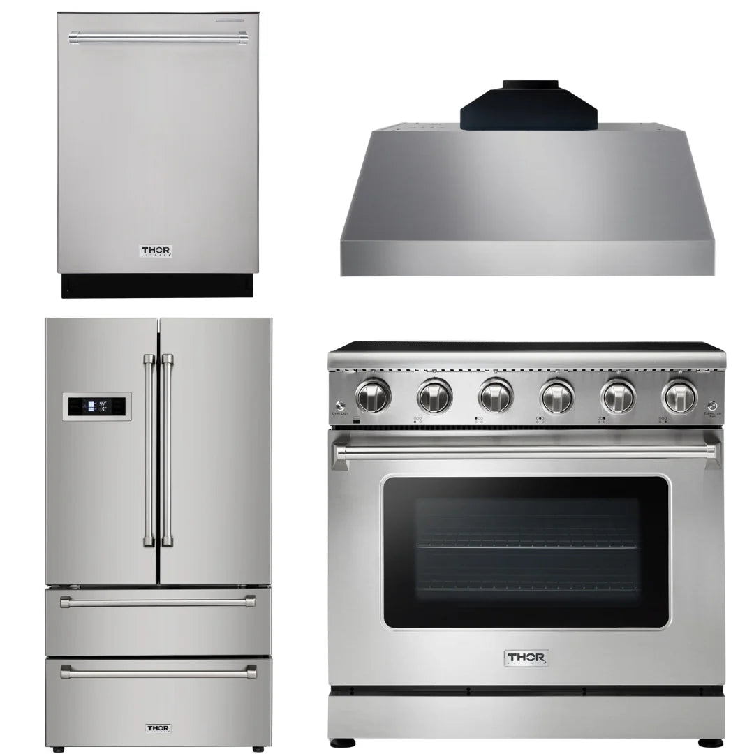 36 Electric Range, Range Hood, Refrigerator, Dishwasher J3342