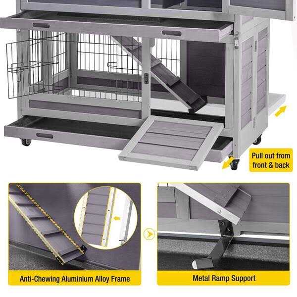 Wooden Rabbit Hutch with Folding Design P9639