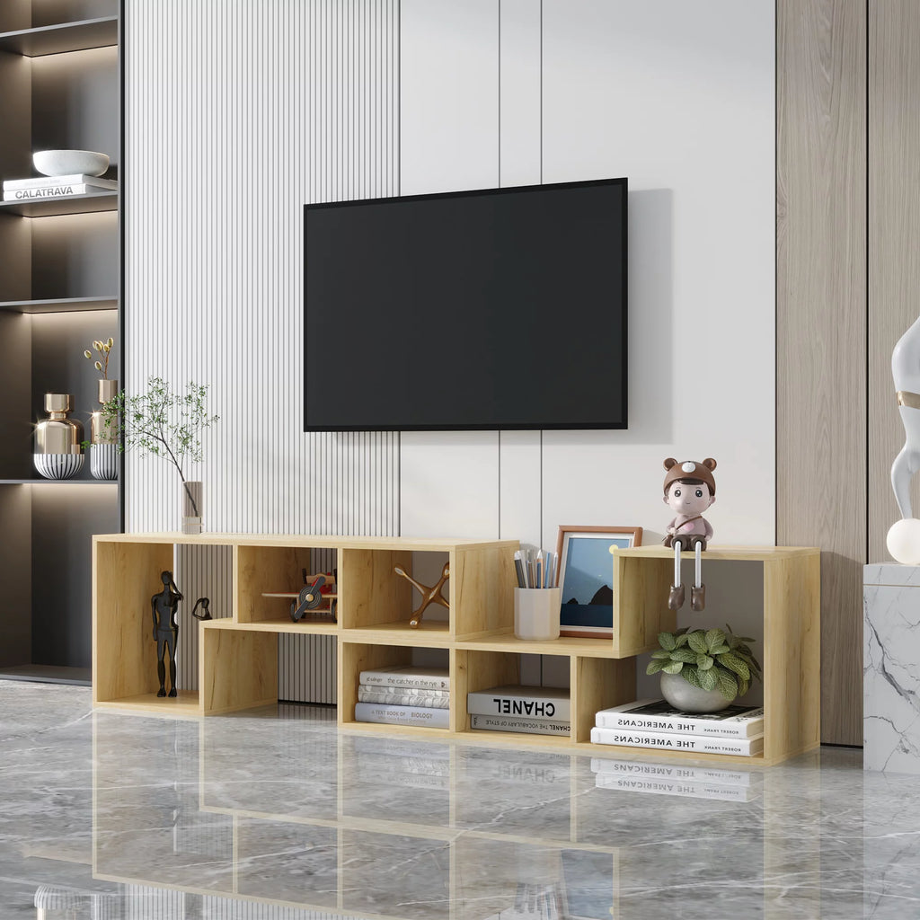 Oak L Shape TV Stand Storage Cabinet S3651