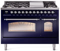 48 Dual Fuel Natural Gas Range in Blue with Chrome Trim I75698