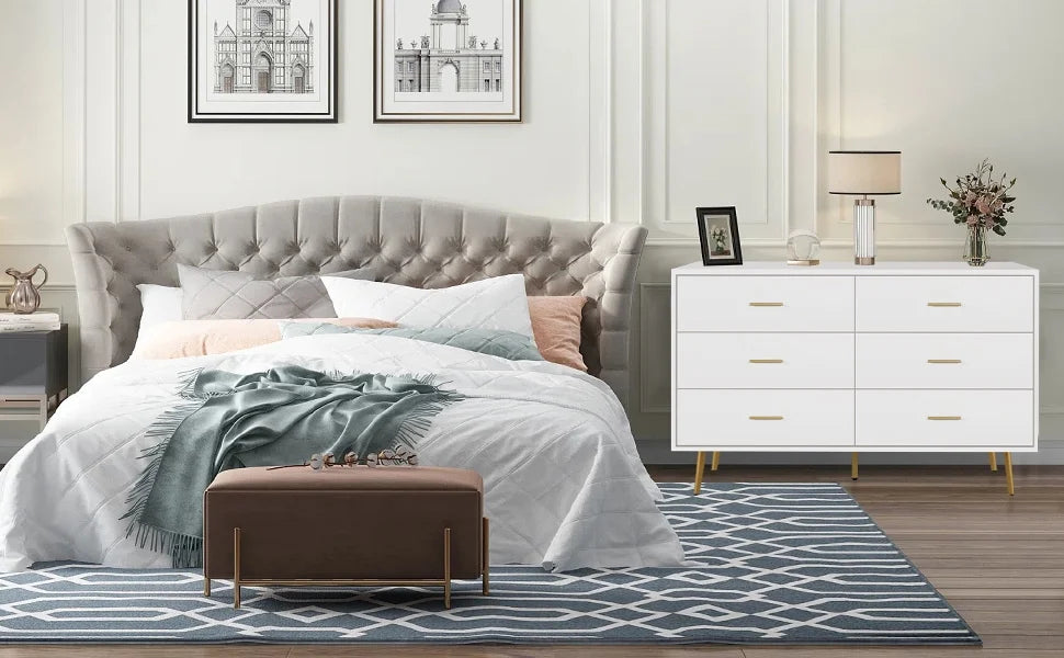 Wood 6 Drawer Dresser with Metal Handles M94382