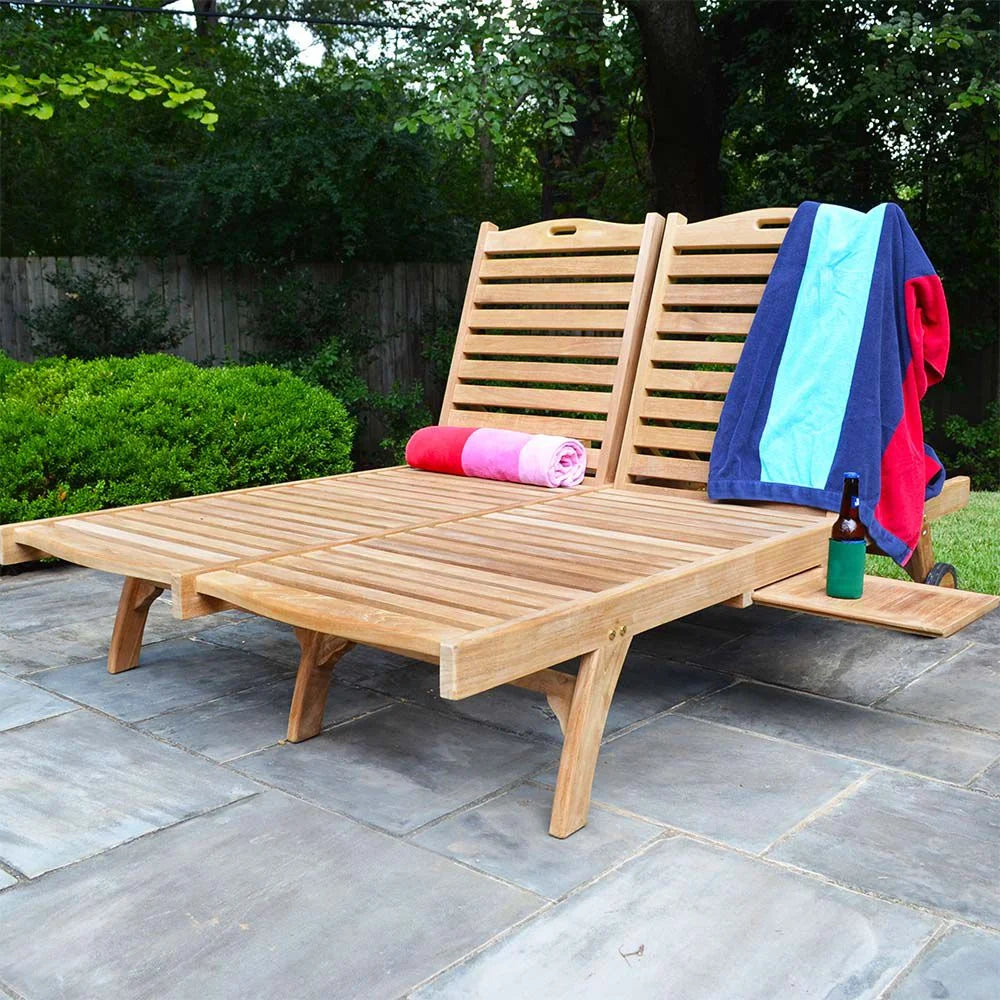 Grade A Teak Double Sun Lounger F247172