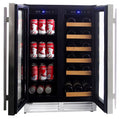 18 Bottles and 56 Cans 24 Inch Dual Zone Wine Cooler and Beverage Fridge S7116