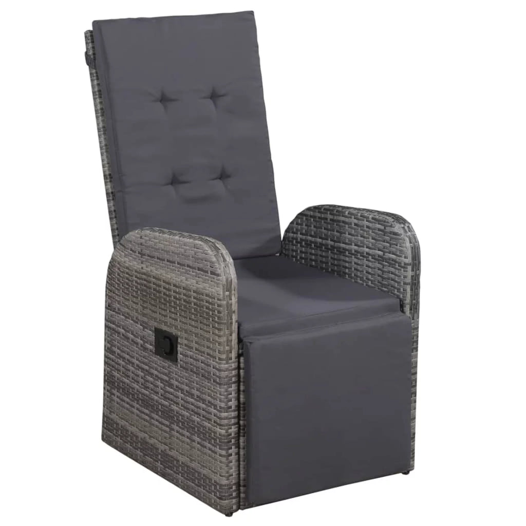 3 Piece Bistro Set with Cushions Poly Rattan Gray W767
