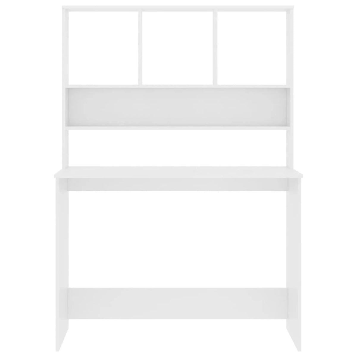 White Engineered Wood Desk with Shelves G4875