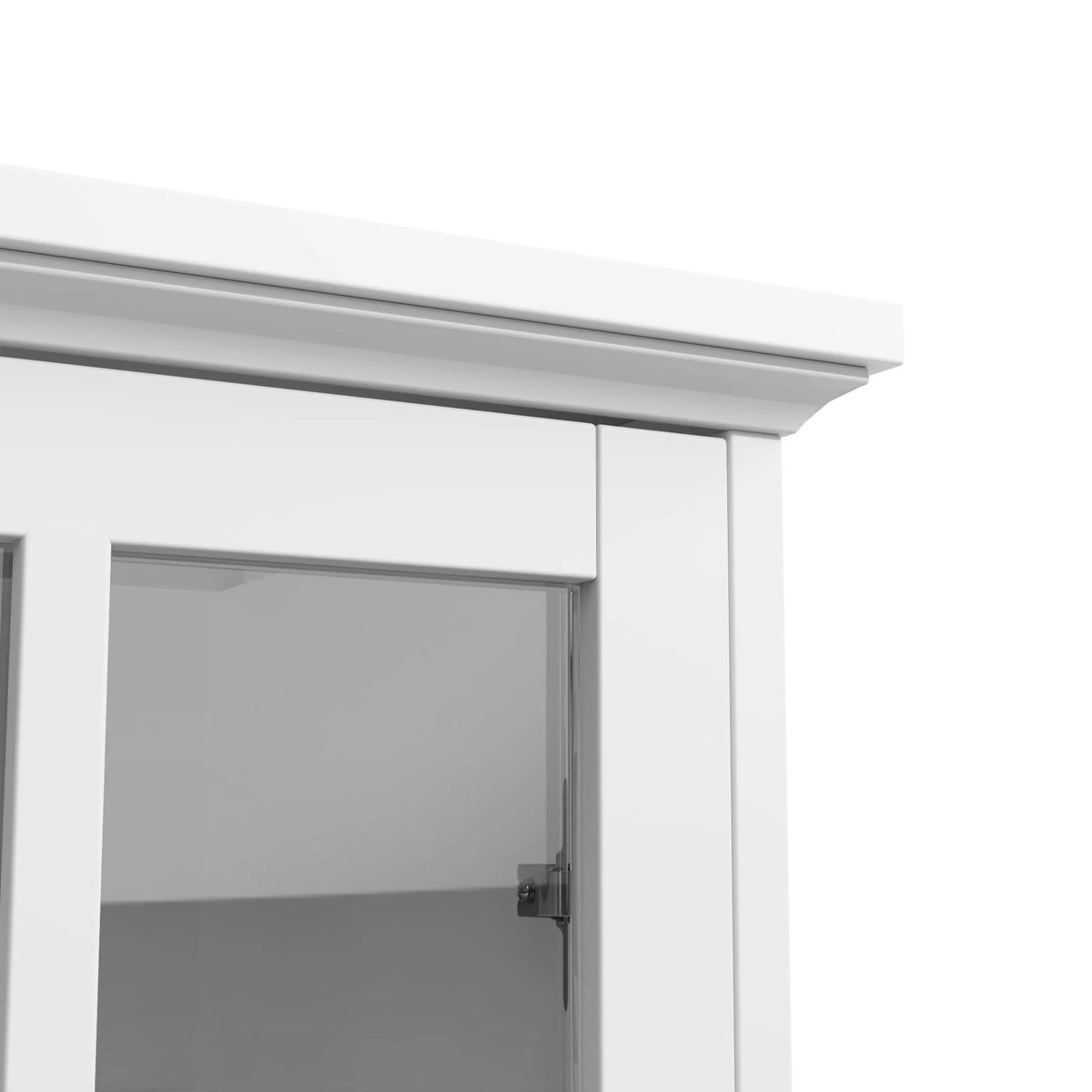 White Wood TV Stand with Glass Doors E985982