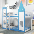 Twin Over Twin Bunk Bed with Ladder Blue N2882