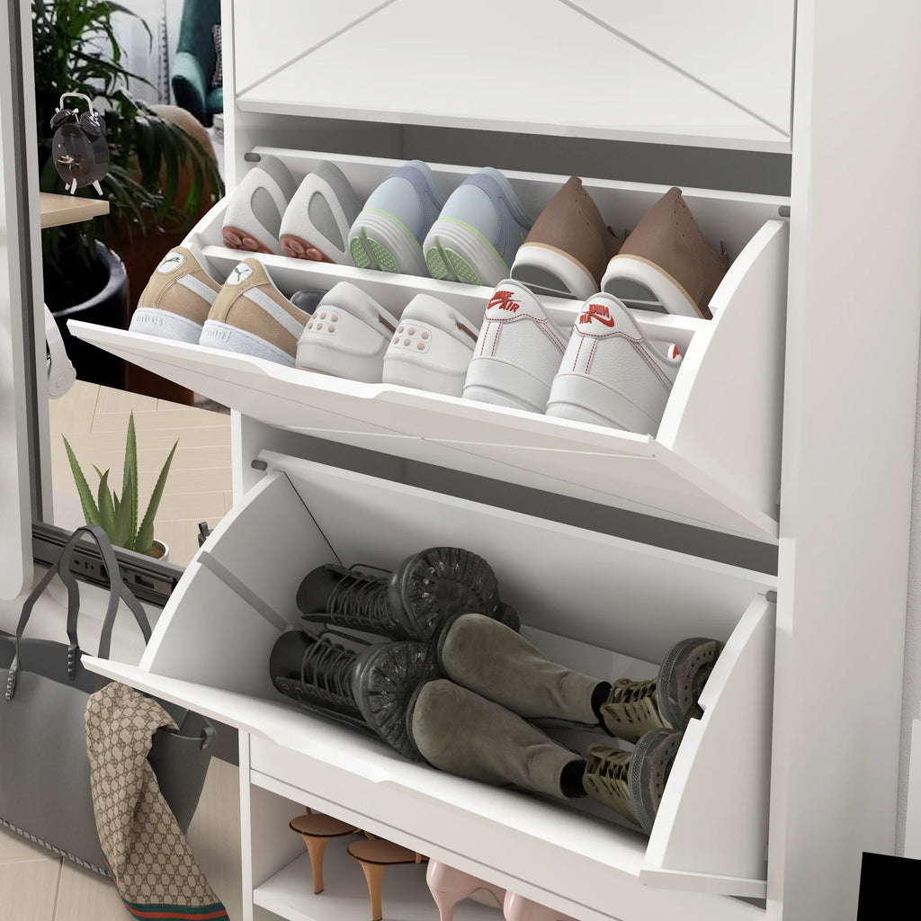 White 3 Flip Drawer Shoe Cabinet M59287