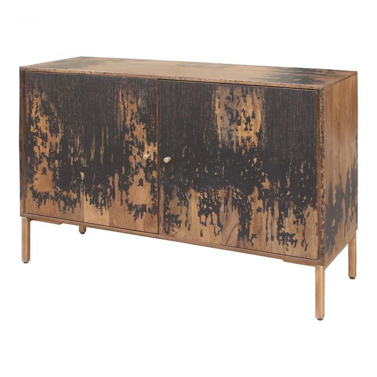 Black Mango Wood & Metal Small Sideboard R1720
