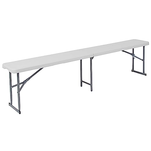 Bi-Fold Granite White Plastic Bench with Carrying Handle J74363