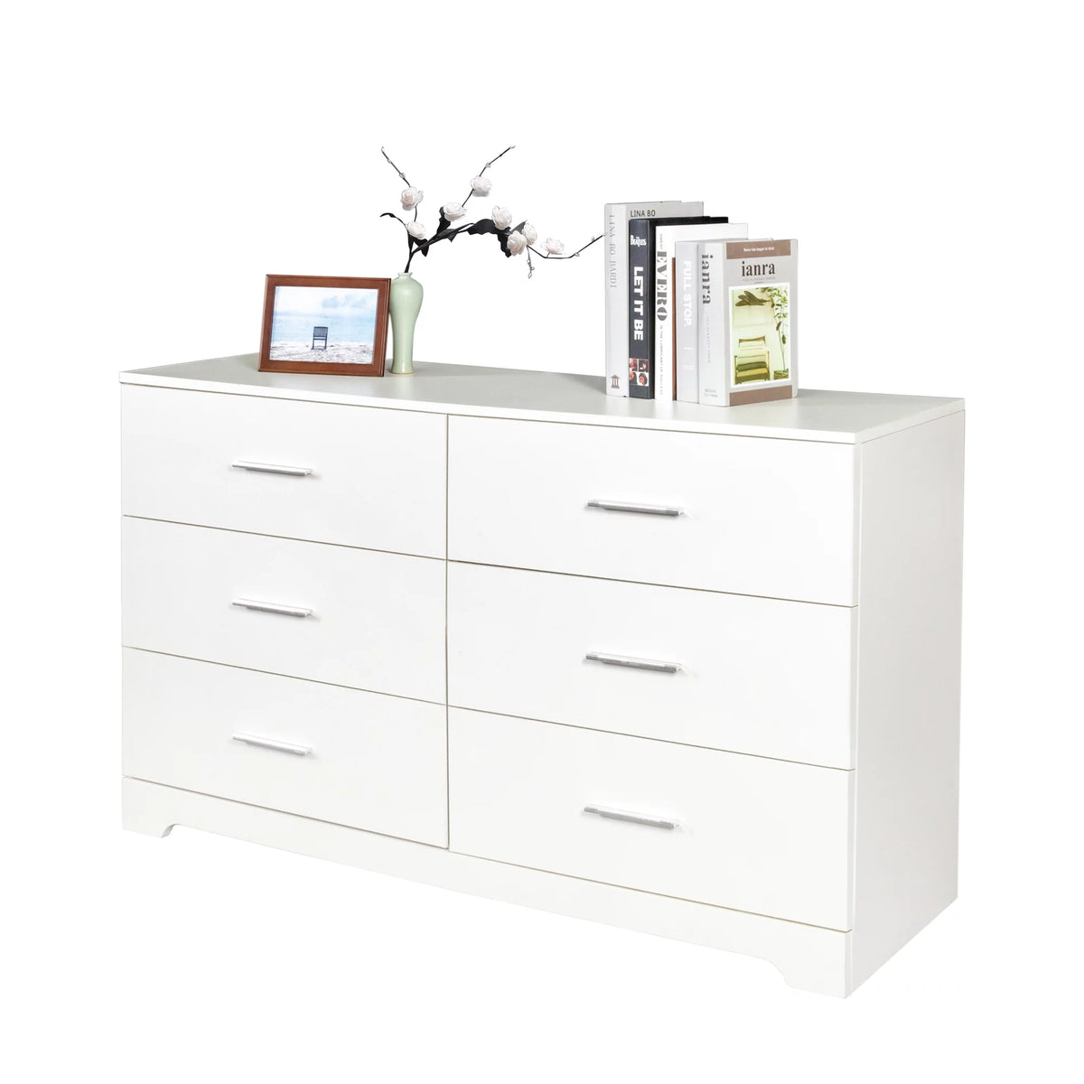 Black 6 Drawer Wood Dresser B90035