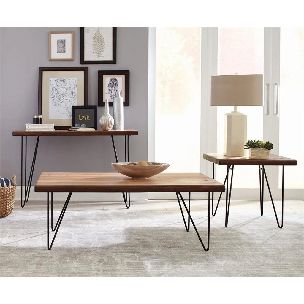Mid-Century Wood Coffee Table with Hairpin Legs S891