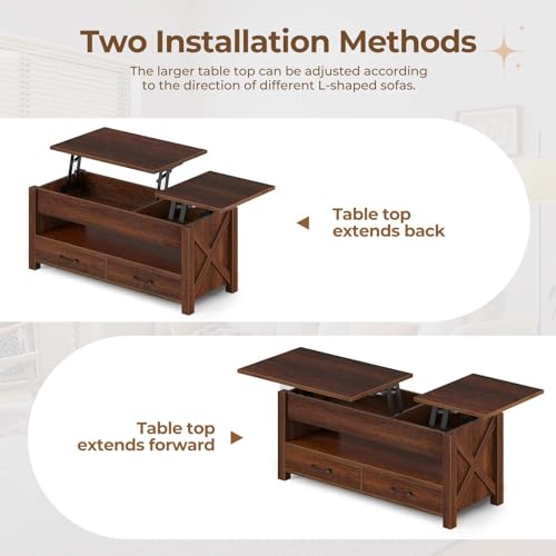 Gray Lift Top Coffee Table with 2 Storage Drawers Y216449