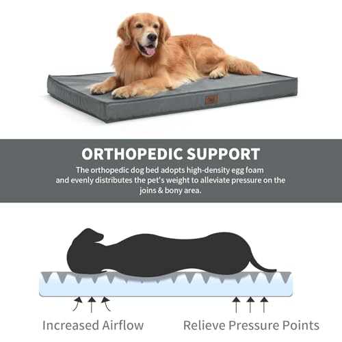 Extra Large Waterproof Egg Crate Foam Dog Bed with Removable Washable Cover F898