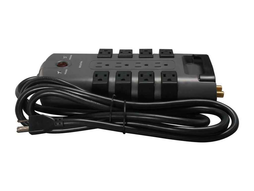 12-Outlet Surge Protector, Black, 8 Foot Cord F1147
