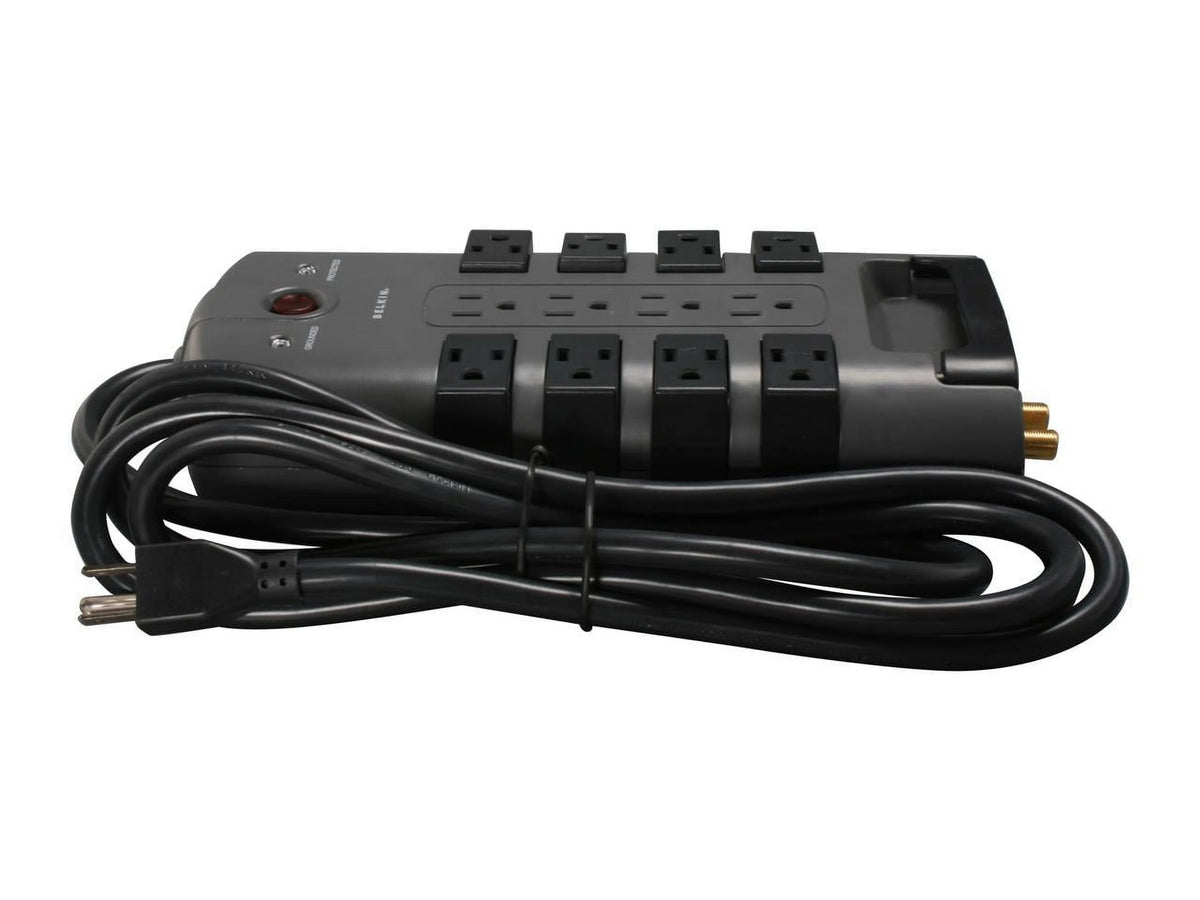 12-Outlet Surge Protector, Black, 8 Foot Cord F1147