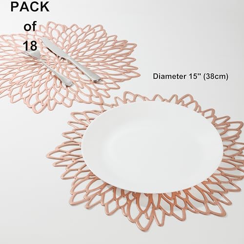 6 Pack Silver Metallic Glitter Vinyl Round Placemats V492