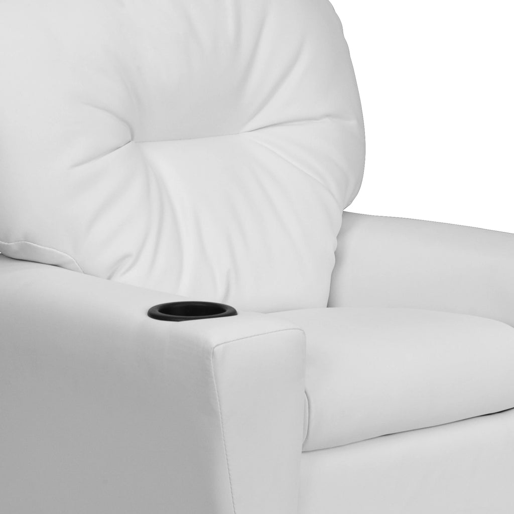 White Vinyl Kids Recliner with Cup Holder G744547