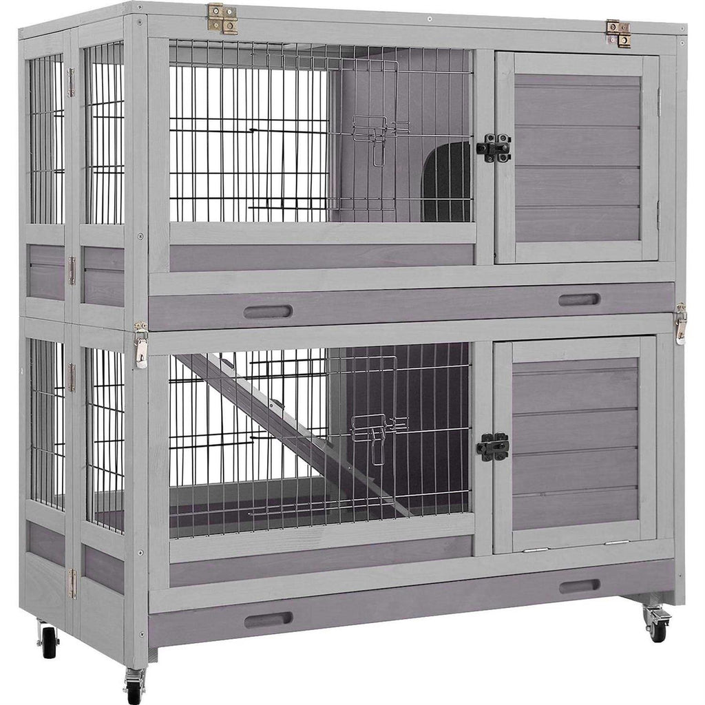 Wooden Rabbit Hutch with Folding Design P9639