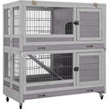 Wooden Rabbit Hutch with Folding Design P9639