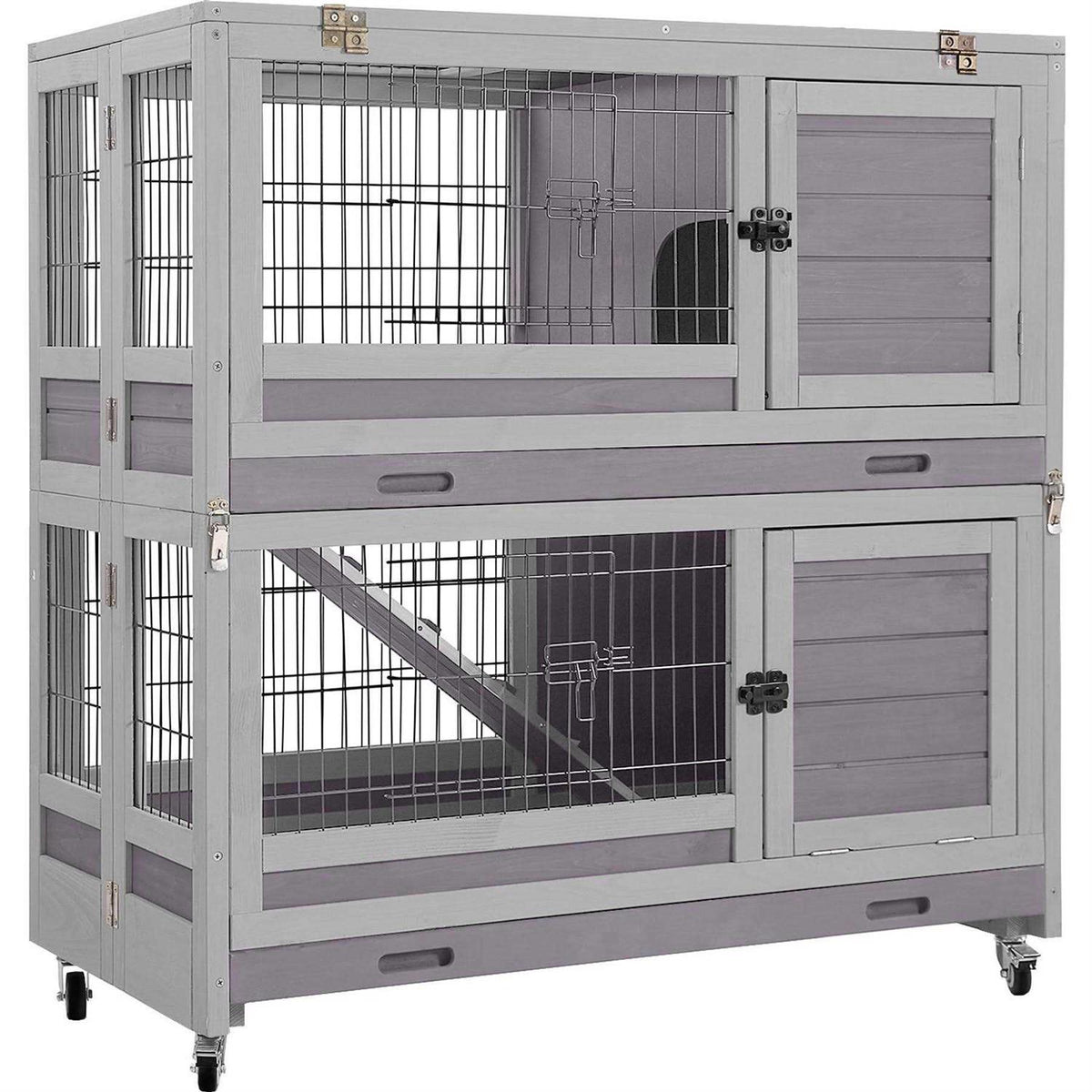 Wooden Rabbit Hutch with Folding Design P9639