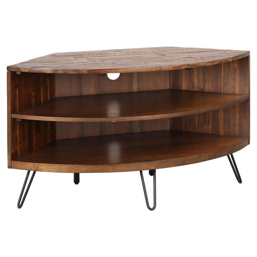 Brown Acacia Wood Corner Media Stand S2855